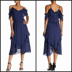 PARKER cold shoulder ruffle midi dress size XS